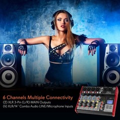 Pyle 6Ch Digital Mixer Pro Audio Bluetooth DJ Console & 3.49lbs Weight