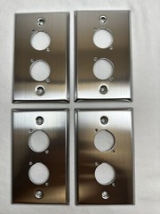 (4) Four Single Gang Blank Wall Plate Two XLR Male or Female „D“ Stainless Steel