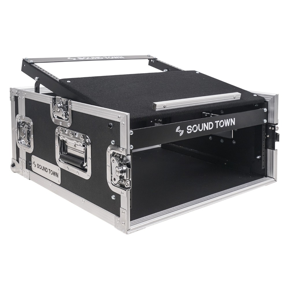 Sound Town 4U Rack Road Case 11U Slant Mixer Top 20“ Rackable Depth (STMR-4U)