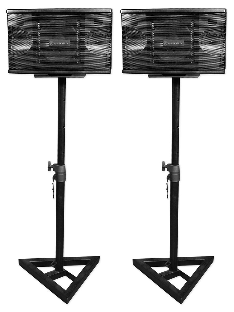 Pair Rockville KPS80 8″ 3-Way 800 Watt Karaoke/Pro Speakers+Adjustable Stands
