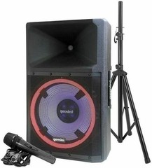 Gemini GSP-L2200PK Bluetooth 2200W 15″ LED Party Lights Speaker Mic Stand Set