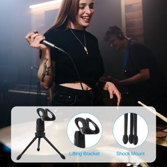 1 Set 2Pcs Plastic Microphone Tripods Practical Mic Table Stands (Black)