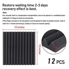 12 Pack Acoustic Foam Panels 1 X 12 X 12inch Soundproofing Noise Cancelling9496