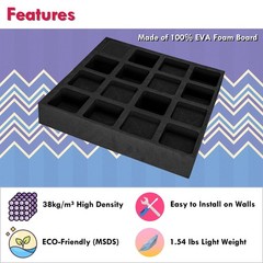 Waffle Acoustic Diffuser Panels, 4-Piece Kit, 24 x 24 in, Black