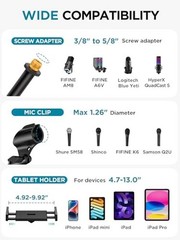 Mic Stand, 6 in Microphone Stand Floor with Tablet Phone Holder Height 1