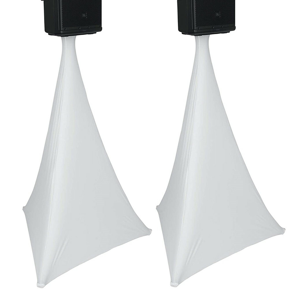 2 x DJ Speaker Stand Cover Lighting Tripod Stand Scrim Double Sided White