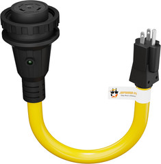 15A Male 110V House Plug to 30A Twist Lock Female Dogbone Adapter RV Electrical