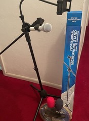 Microphone Stand Adjustable Metal Black- includes Microphone and chord.
