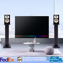 28″ 1 Pair Bookshelf Speaker Stands Surround Sound Home Theater Black Walnut PVC