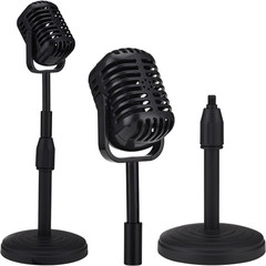 Vintage Desktop Microphone Prop Model with Adjustable Stand, Classic