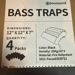 Focusound 4 Pack Bass Traps Corner Acoustic Foam Corner 12″ X 12″ X 7″ New