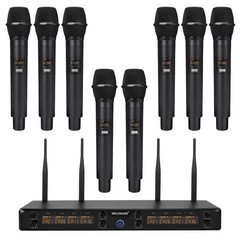 MELONARE 8-Channel Wireless Microphone System, UHF 500MHz Cordless Mic Set w/…