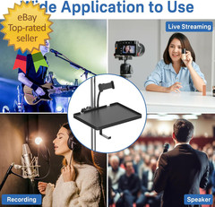 Functional Microphone Stand Tray with Adjustable Mic Stand Phone Holder – 8.7″X6