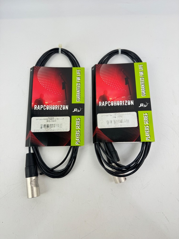 x(2) Rapco Horizon 10FT Mini Patch Cable XLRM-BLUNT M2-10M