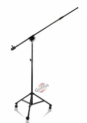 Studio Microphone Stand On Wheels Tall Overhead Boom Arm Mic Mount Stage Holder