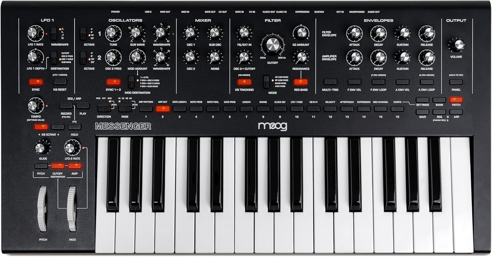 MOOG Messenger Monophonic Analog Keyboard Synthesizer, 32 Keys, 64-Step Sequence