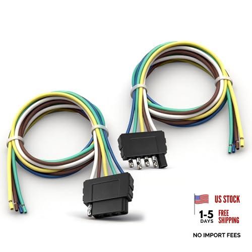 5 Way Flat Trailer Wiring Harness Plug, 25 Inch Wire 5 Pin Trailer Connector