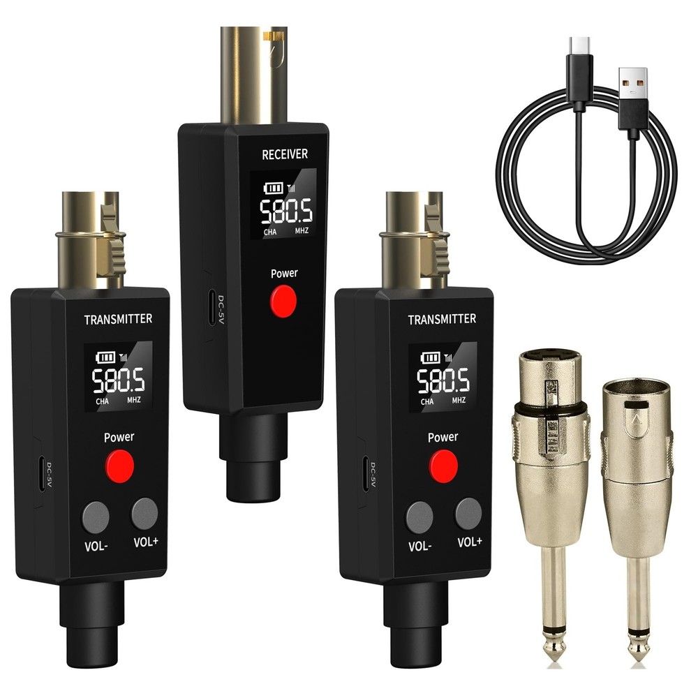 Wireless Microphone System 2.4GHz Wireless Plug-on XLR Dual Transmitter & Rec…