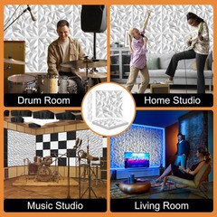 12 Pcs Acoustic Diffuser Panels 19.7″ White PVC 3D Wall Art