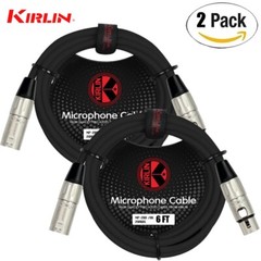 2-PACK Kirlin 6FT 3-Pin XLR Male to Female 20AWG Microphone Cable MP-280-06/BK