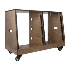 Sound Town DIY 2x12U Slanted Studio Rack Casters, Plw, Weathered Gray SDRK-D12TB