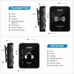 M-VAVE 2.4G Wireless System Earphone Monitor Rechargeable Transmitter Receiver