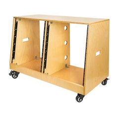 Sound Town DIY 2 x12U Slanted Studio Rack Casters, Plywood, golden oak SDRK-D12T