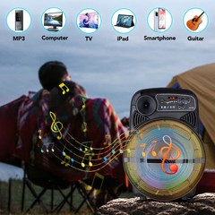 15″ Woofer Portable Party Bluetooth Speaker w/LED Lights Stand Wireless Mic FM