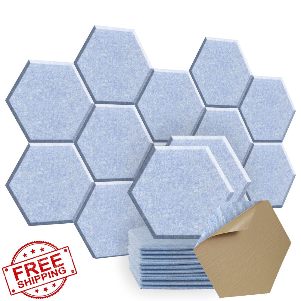 SHJADE Hexagon Acoustic Panel Light Sky Blue 12pc