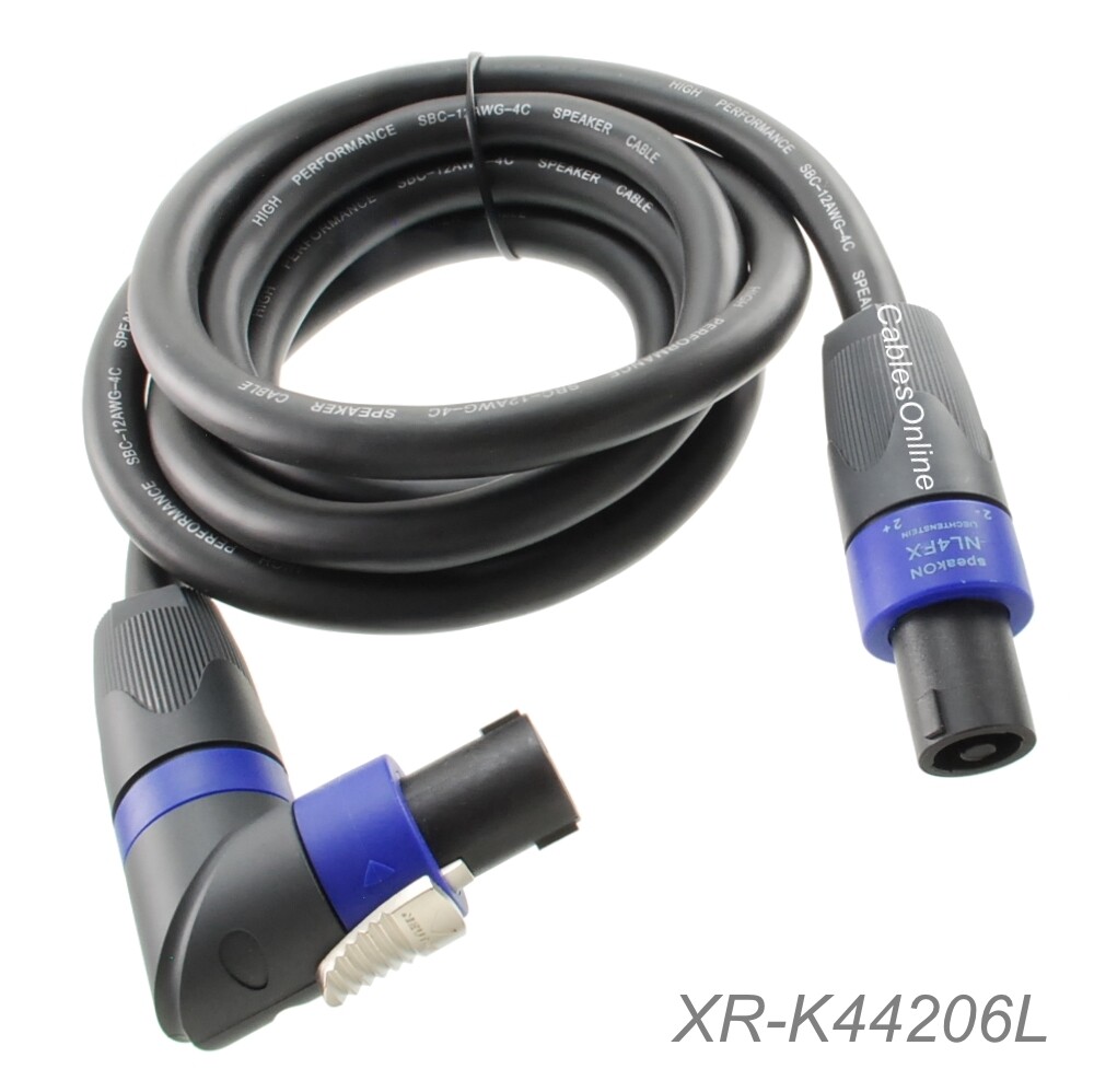 6ft Neutrik Right-Angle 4-Conductor/12awg SpeakOn NL4FX Pro Audio Speaker Cable