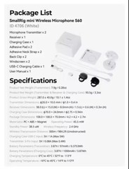 SmallRig S60 Wireless Lavalier Microphone System Type-C Smartphone 300m TX+TX+RX