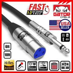 XLR 3-Pin Female to 1/4″ Plug TS Microphone Mono Cable Unbalanced Shielded Audio