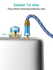 EMK 90 Degree Right Angle Aux Cable – [24K Gold-Plated,Sound 4FT/1.2M, Blue
