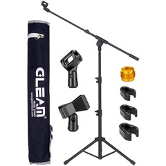 GLEAM Microphone Stand – Tripod Boom Arm Mic Stand with Carrying Bag, 2 Mic C…