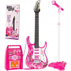 Kids Karaoke Microphone Guitar Musical Set Kids Electric Guitar Microphone Amp