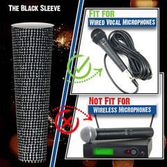 B58 Black Mic Handle Sleeve Fit Universal Wired Microphone SM58LC, Beta 58A, Git