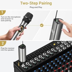 Cordless Rechargeable UHF 200ft Microphone Set – Dual Mics for Singing & Events