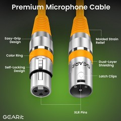 GEARit XLR Male to Female Microphone Cable (1 Feet, 10 Pack) 1 Foot, Mixed