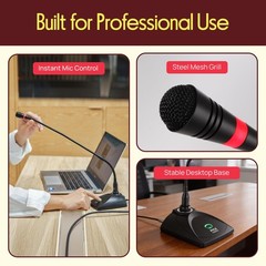 Desktop Gooseneck Wired Microphone System – Table Mounted 17X8X3, Black