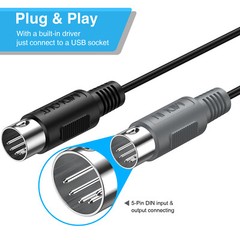 New USB IN-OUT MIDI Interface Cable Converter to PC Music Keyboard Adapter Cord