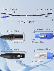 CERRXIAN 3.2 FT PowerCon and DMX Extension Cable, 13AWG AC Power DMX 3Pin XLR