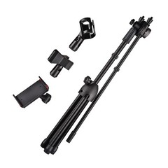 4 Packs Microphone Boom Arm Stand Dual Mic Clips Adjustable Tripod Phone Holder