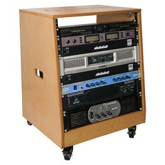 Sound Town DIY Slanted 12U Studio Rack, Plywood, Golden Oak (SDRK-12T)