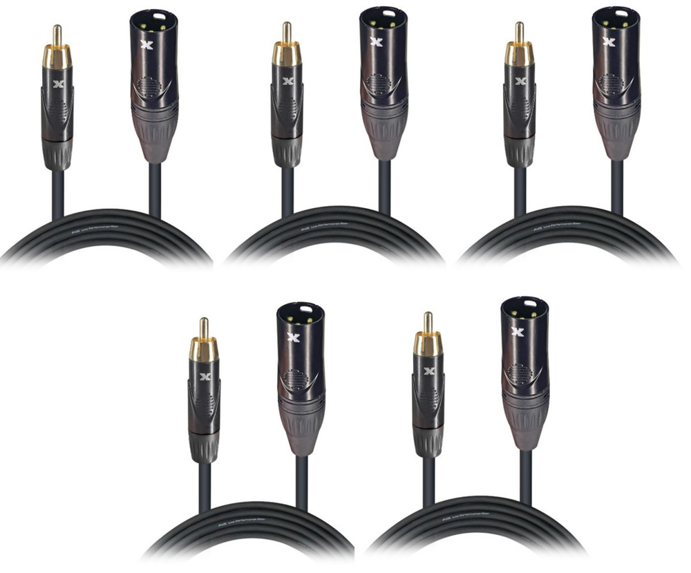 ProX XC-RXM10 10ft High Performance 5 Pack Unbalanced Audio Cables