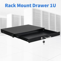 19″ 1U Steel Plate DJ Drawer Rack Case Equipment Cabinet with Keys Black