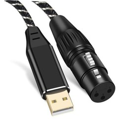 USB Microphone Cable, 6.6FT XLR to USB Cable,XLR Female to USB A 6.6Feet Silver