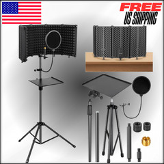 Microphone Stand With Isolation Shield Tripod For Recording Studio Podcasts