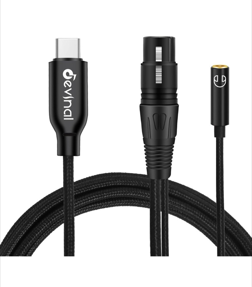 Devinal XLR-to-USB C Digital Interface, Recording Cable Cord Connector Adapter