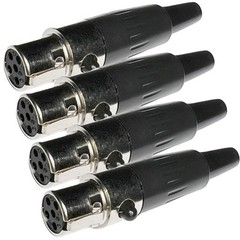 TA5F 5-Pin Mini XLR Female Cable Connector Adapter 4-Pack for Mic Microphone
