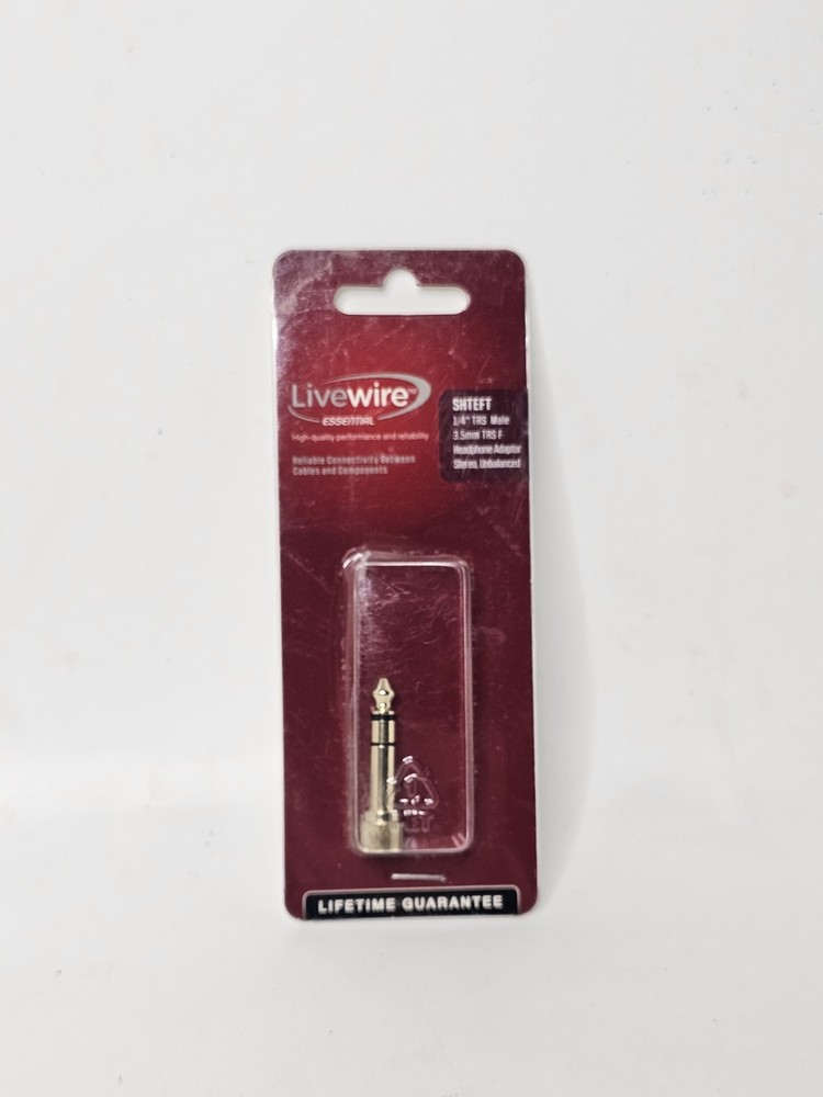 Livewire Threaded Headphone Adapter 3.5 mm TRS Female to 1/4″ TRS Male New